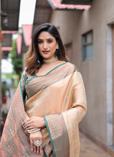 Beige Colour Wedding Wear Saree